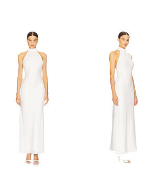 NWT Evianna Gown MISHA Elegant Satin Evening Gown size S Ivory  $447MSRP